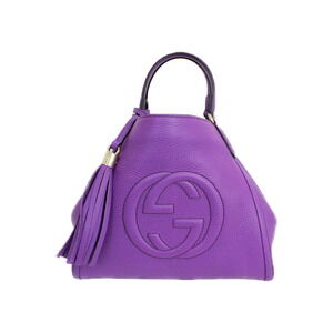 GUCCI Soho Bag Purple Leather Line Handbag Shoulder